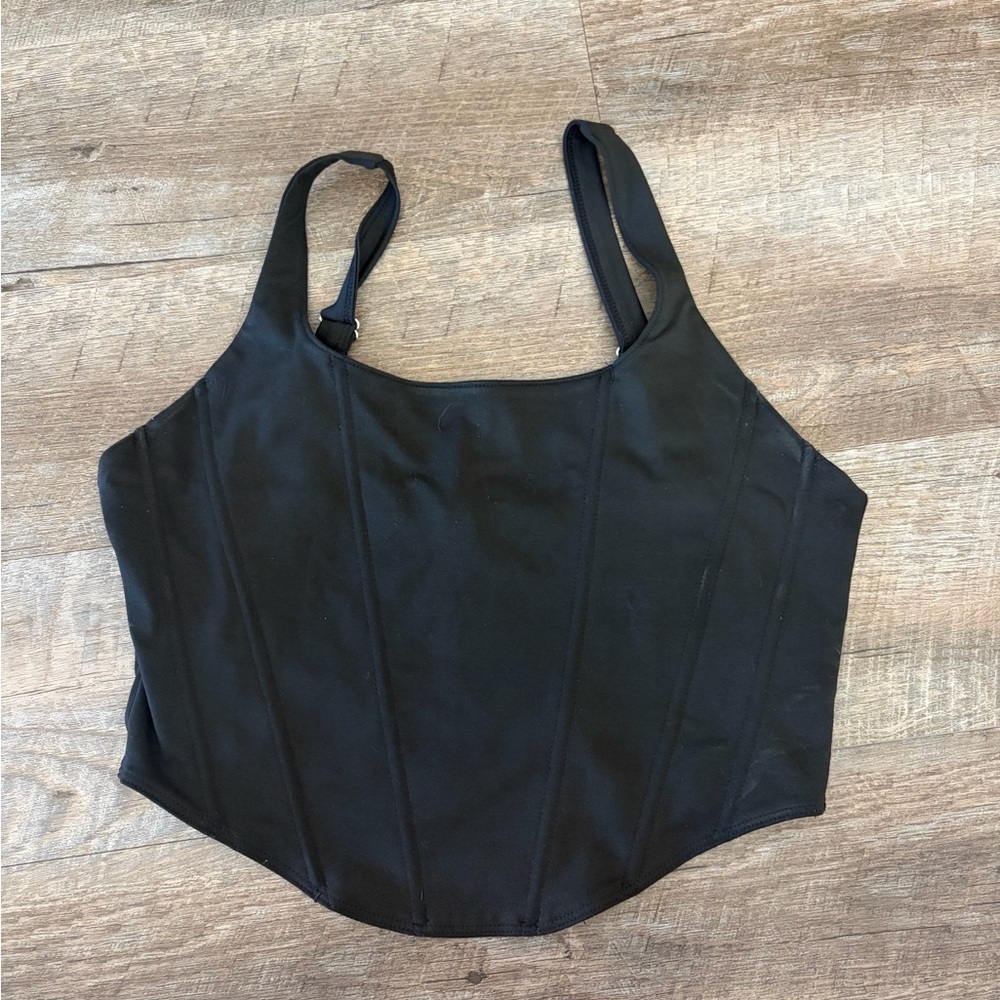 Black Women's Corset-Style Crop Top